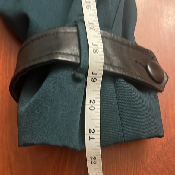 Stunning Vintage Irving Posluns Women’s Trench Coat Leather & Wool Forest Green - Picture 10 of 13